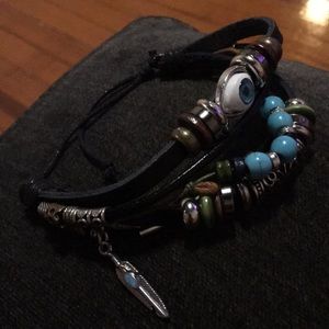 Leather very spiritual gorgeous bead bracelet